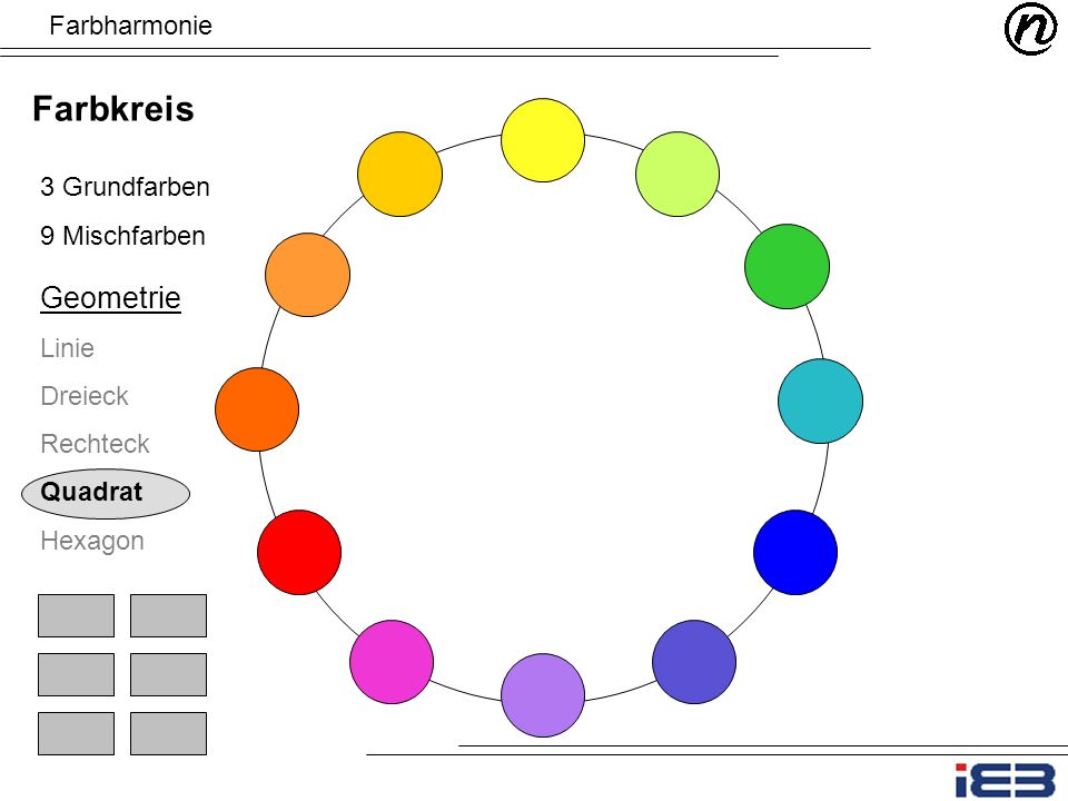 Farbkreis Geometrie Farbharmonie 3 Grundfarben 9 Mischfarben Linie