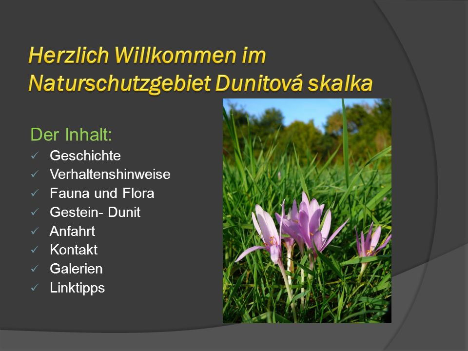 Herzlich Willkommen im Naturschutzgebiet Dunitová skalka