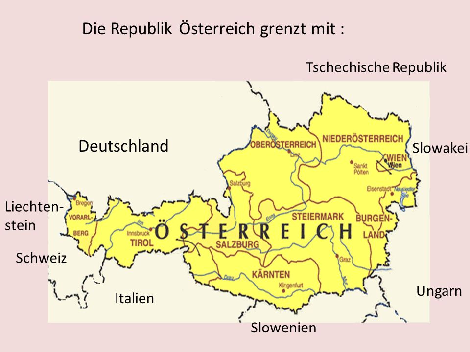 Die Republik Österreich grenzt mit :