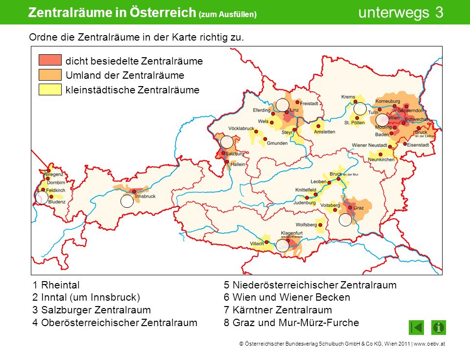 Zentralräume in Österreich (zum Ausfüllen)