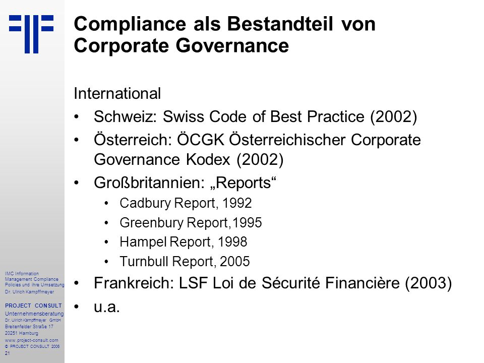 Compliance als Bestandteil von Corporate Governance