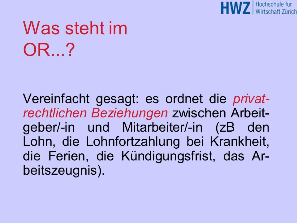 Was steht im OR...