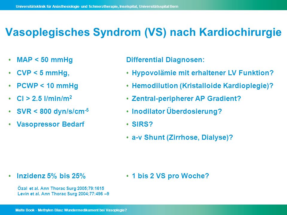 Vasoplegisches Syndrom (VS) nach Kardiochirurgie