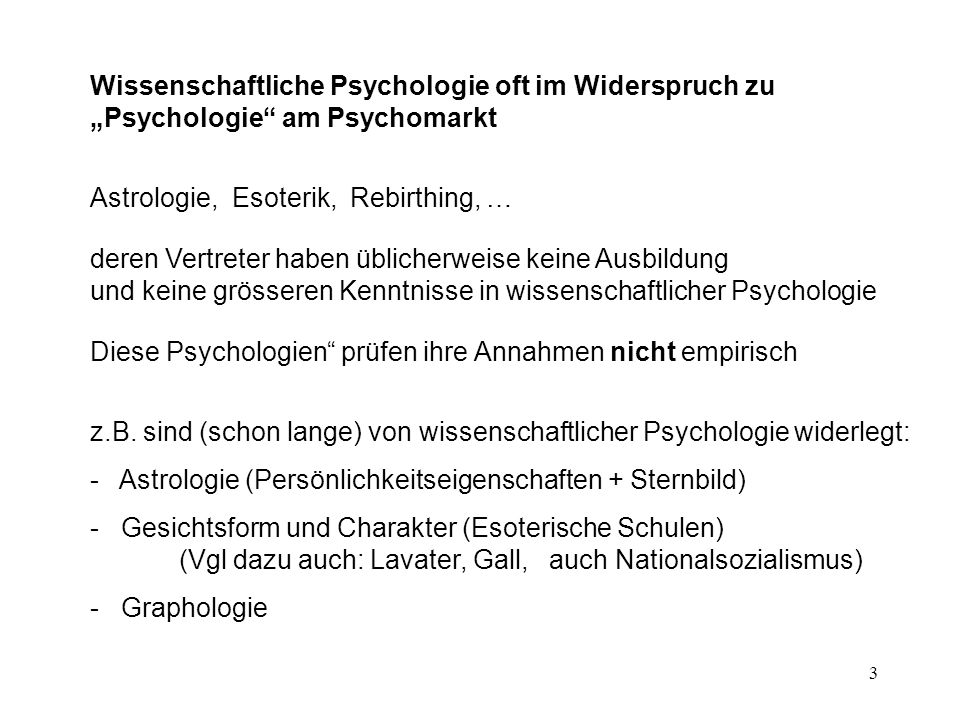 Wissenschaftliche Psychologie oft im Widerspruch zu „Psychologie am Psychomarkt