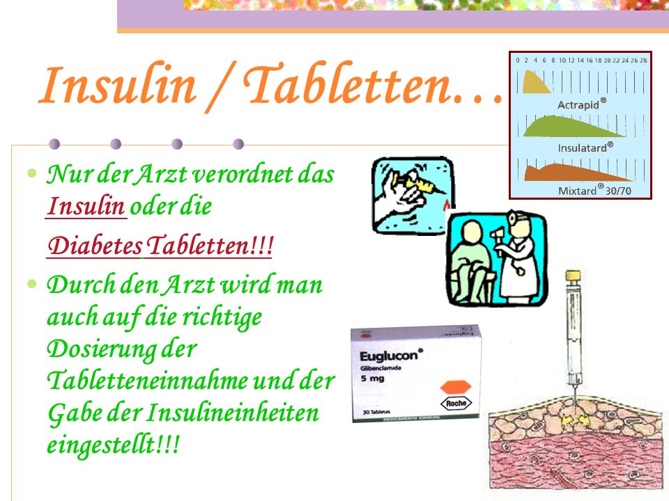 Insulin / Tabletten… Nur der Arzt verordnet das Insulin oder die