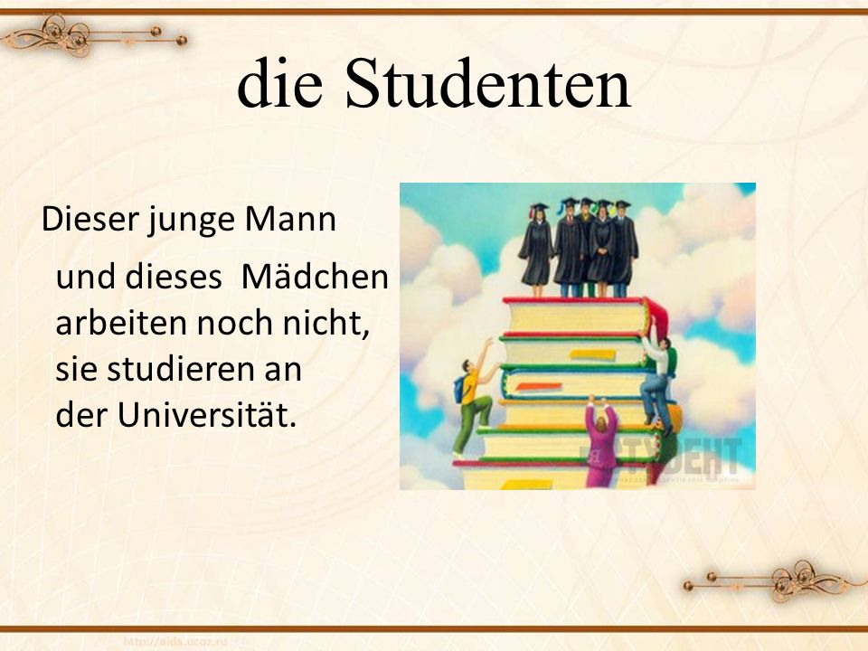 die Studenten Dieser junge Mann und dieses Mädchen arbeiten noch nicht, sie studieren an der Universität.