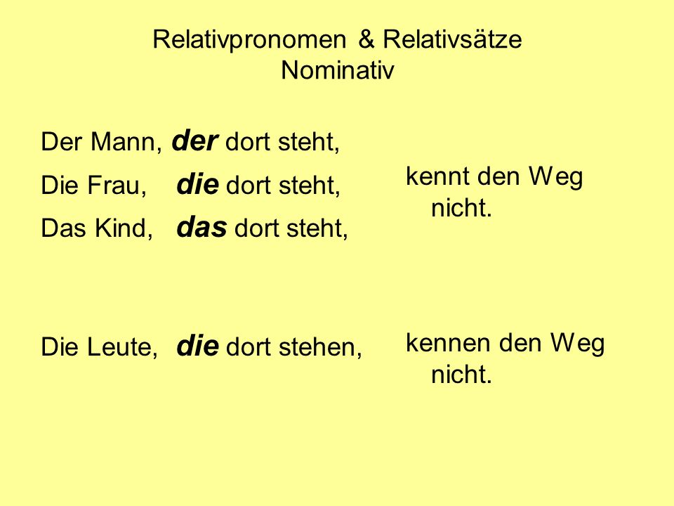 Relativpronomen & Relativsätze Nominativ