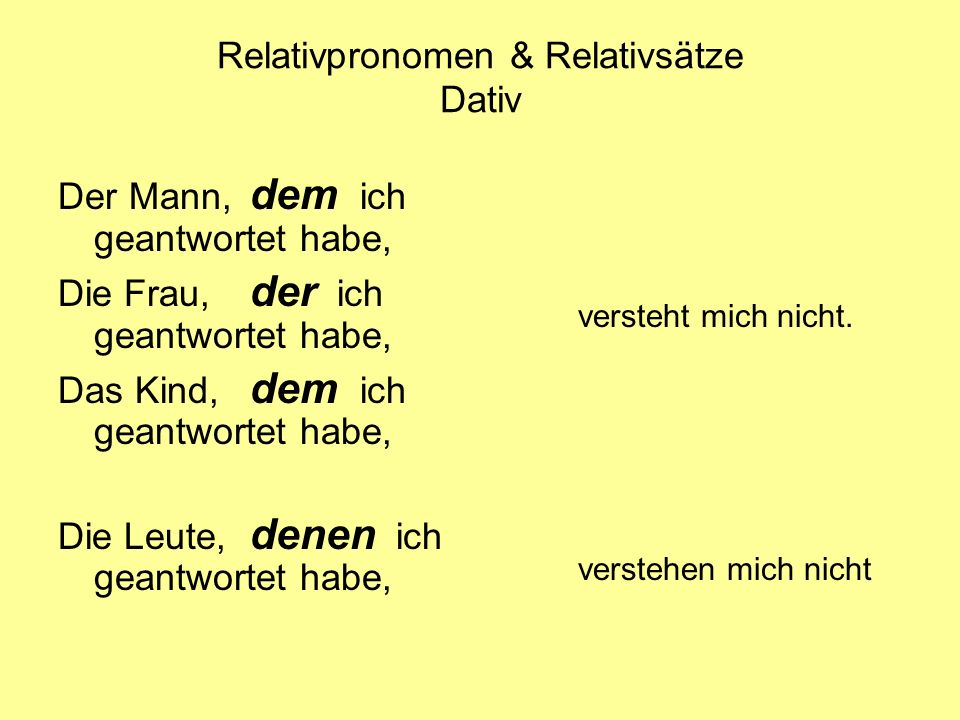 Relativpronomen & Relativsätze Dativ