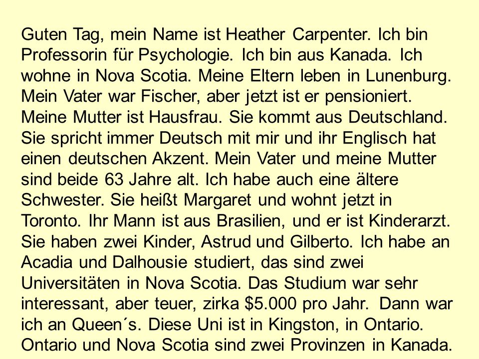 Guten Tag, mein Name ist Heather Carpenter