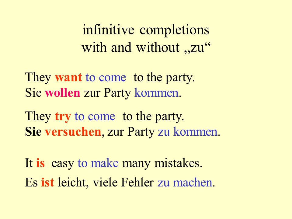 infinitive completions with and without „zu