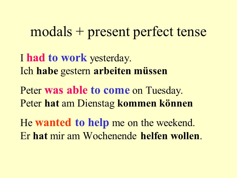 modals + present perfect tense