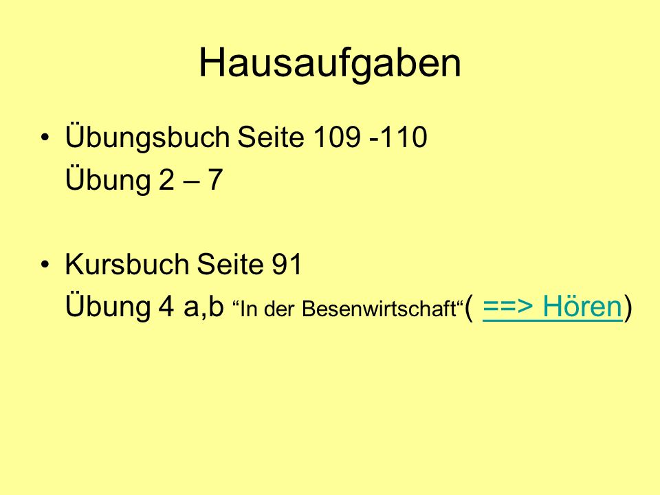 Hausaufgaben Übungsbuch Seite Übung 2 – 7 Kursbuch Seite 91