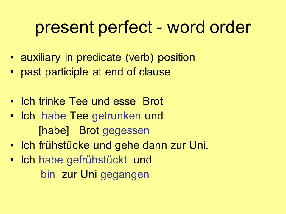 present perfect - word order