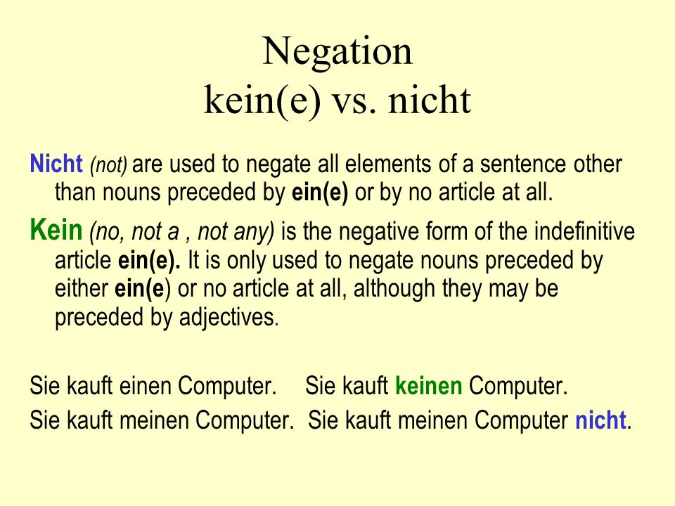 Negation kein(e) vs. nicht