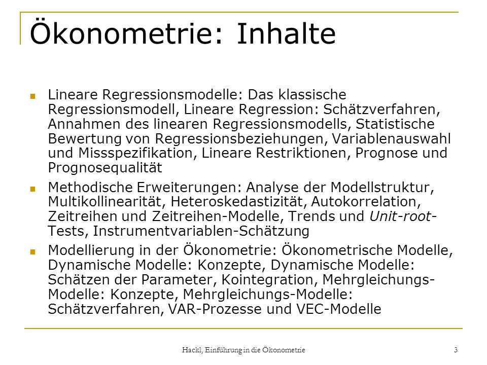 Hackl, Einführung in die Ökonometrie