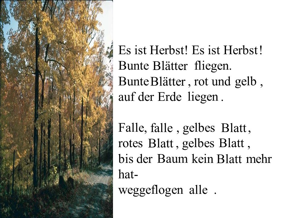 Es как переводится. Стих про осень на немецком языке. Стих на немецком про осень. Стихи на немецком языке. Небольшой стих на немецком языке.