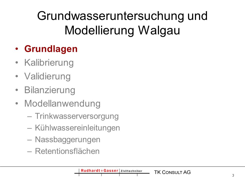 Grundwasseruntersuchung und Modellierung Walgau