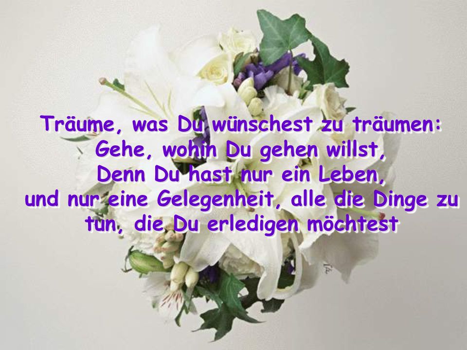 Träume, was Du wünschest zu träumen: Gehe, wohin Du gehen willst,