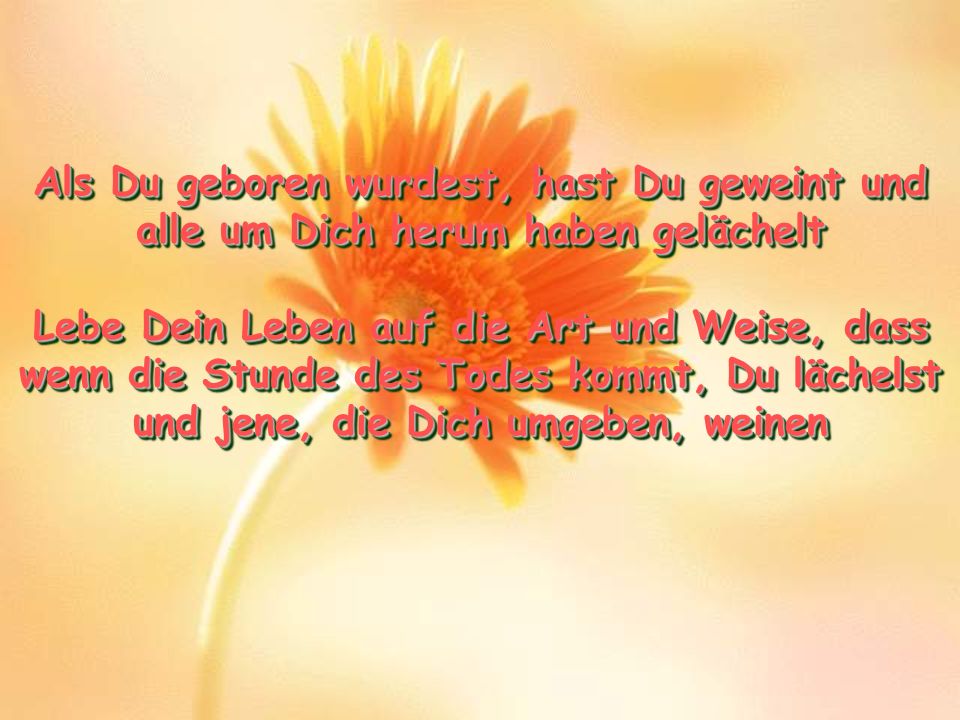 Als Du geboren wurdest, hast Du geweint und alle um Dich herum haben gelächelt