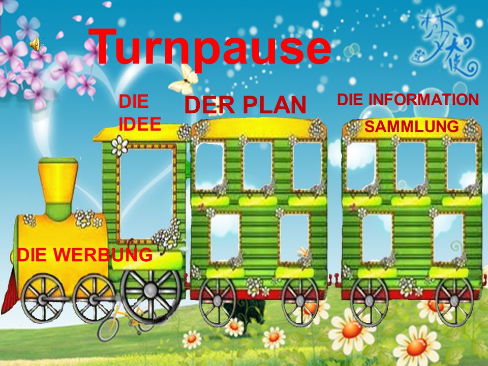 Turnpause DIE IDEE DER PLAN DIE INFORMATION SAMMLUNG DIE WERBUNG