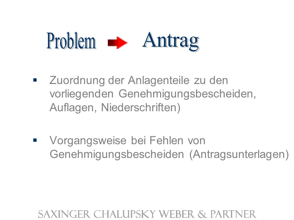 Zuordnung der Anlagenteile zu den vorliegenden Genehmigungsbescheiden, Auflagen, Niederschriften)