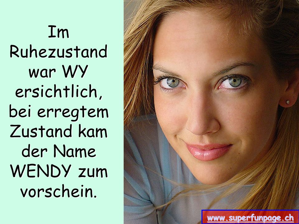 Im Ruhezustand war WY ersichtlich, bei erregtem Zustand kam der Name WENDY zum vorschein.