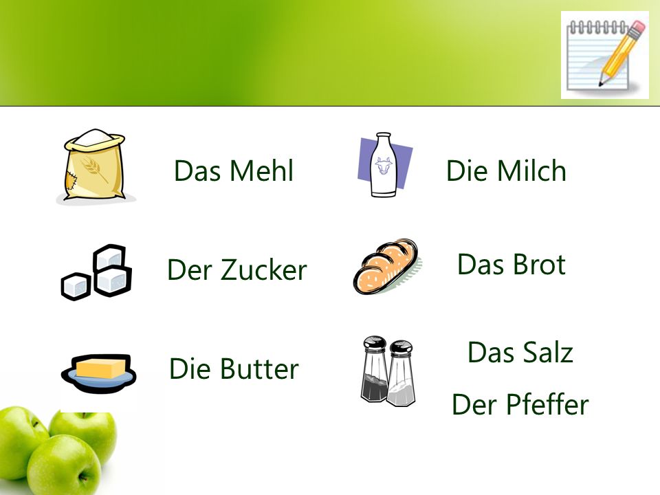 Das Mehl Die Milch Das Brot Der Zucker Das Salz Der Pfeffer Die Butter