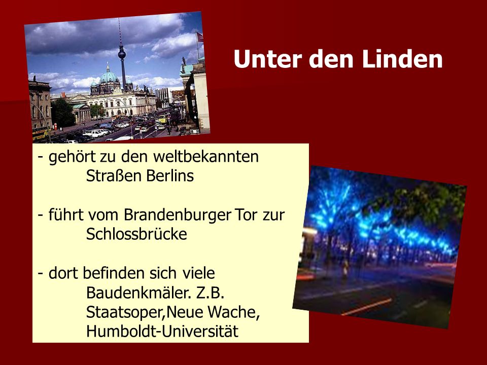 Unter den Linden - gehört zu den weltbekannten Straßen Berlins