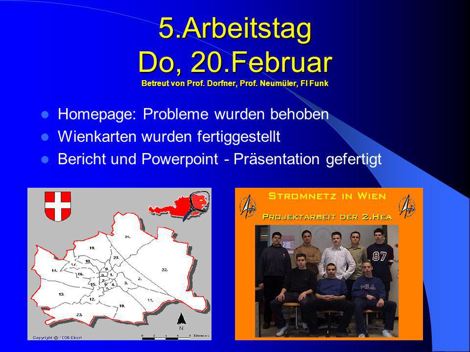 5. Arbeitstag Do, 20. Februar Betreut von Prof. Dorfner, Prof