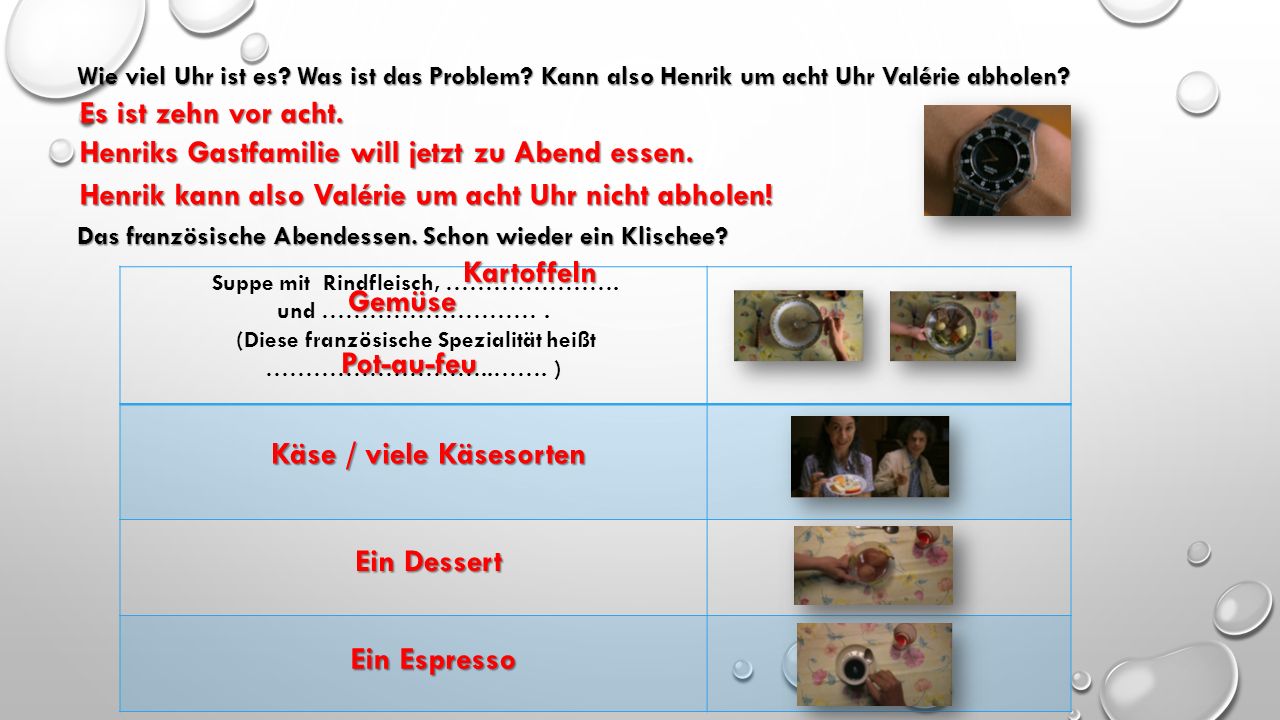 Gemüse Pot-au-feu Käse / viele Käsesorten Ein Dessert Ein Espresso