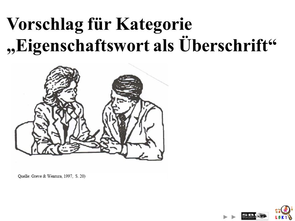 Vorschlag für Kategorie „Eigenschaftswort als Überschrift