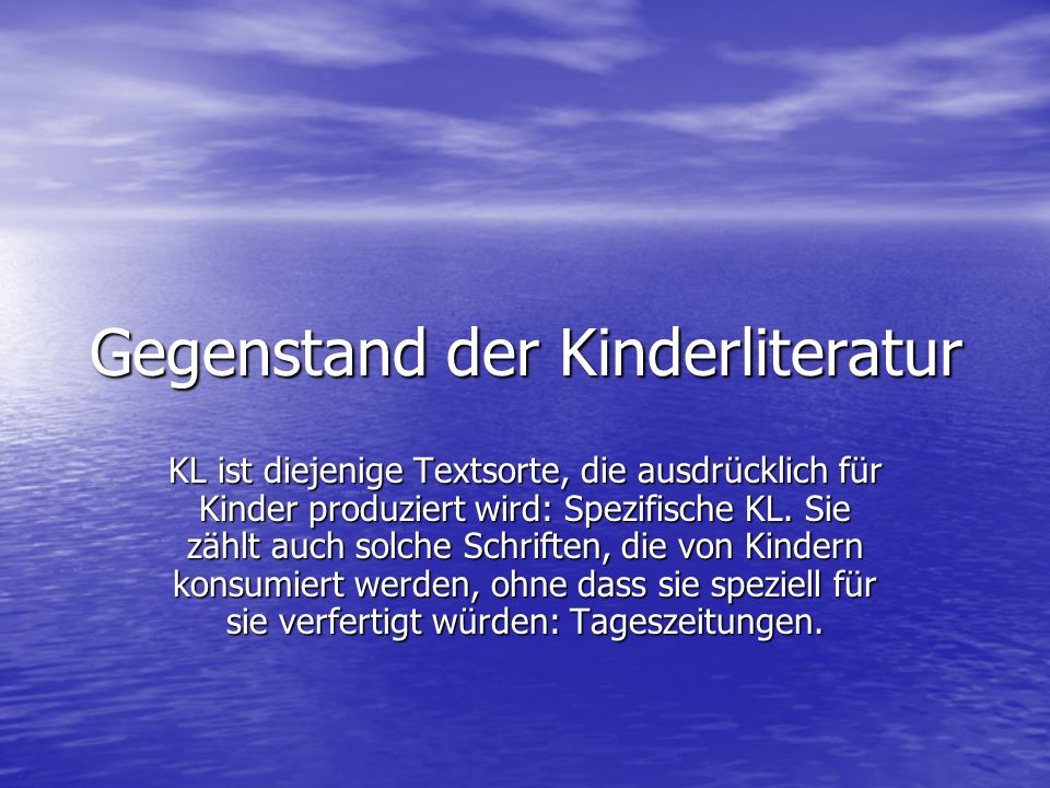 Gegenstand der Kinderliteratur