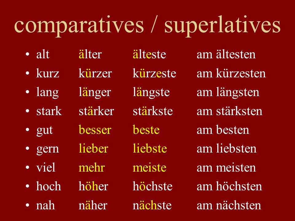 comparatives / superlatives