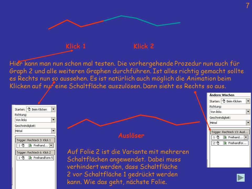 Klick 1 Klick 2. Hier kann man nun schon mal testen. Die vorhergehende Prozedur nun auch für.