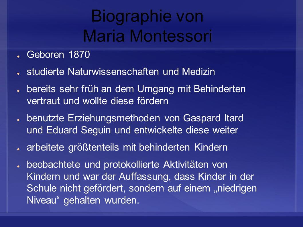 Biographie von Maria Montessori