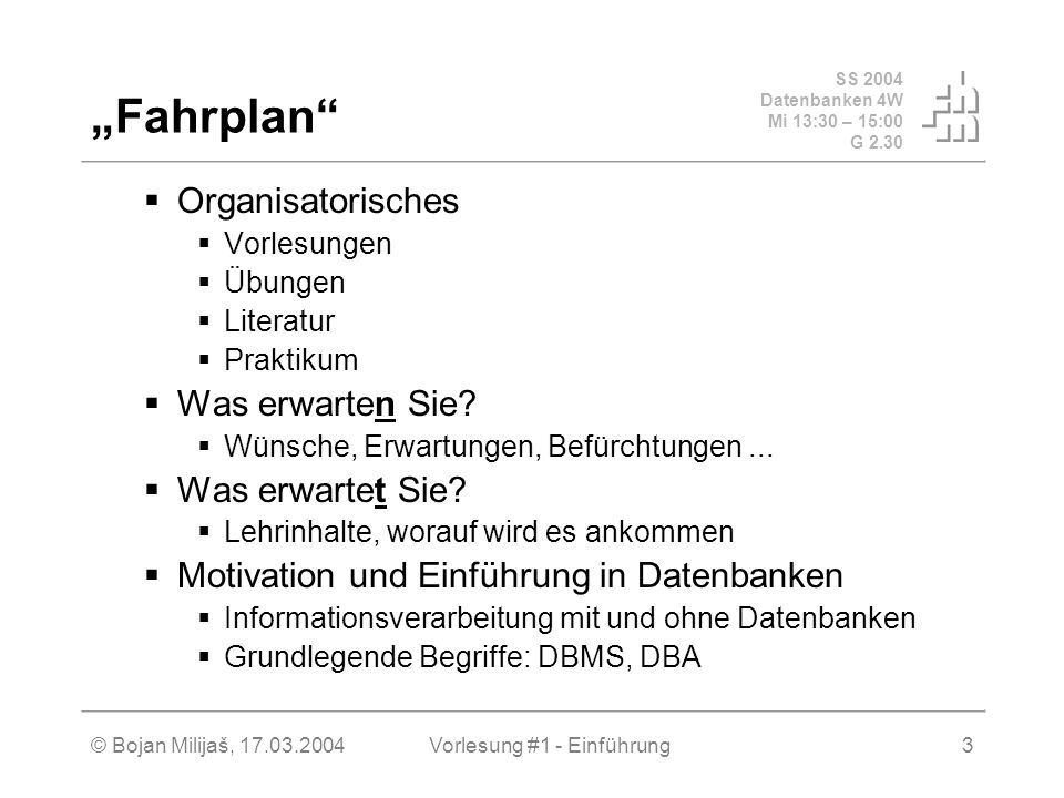 Vorlesung #1 - Einführung