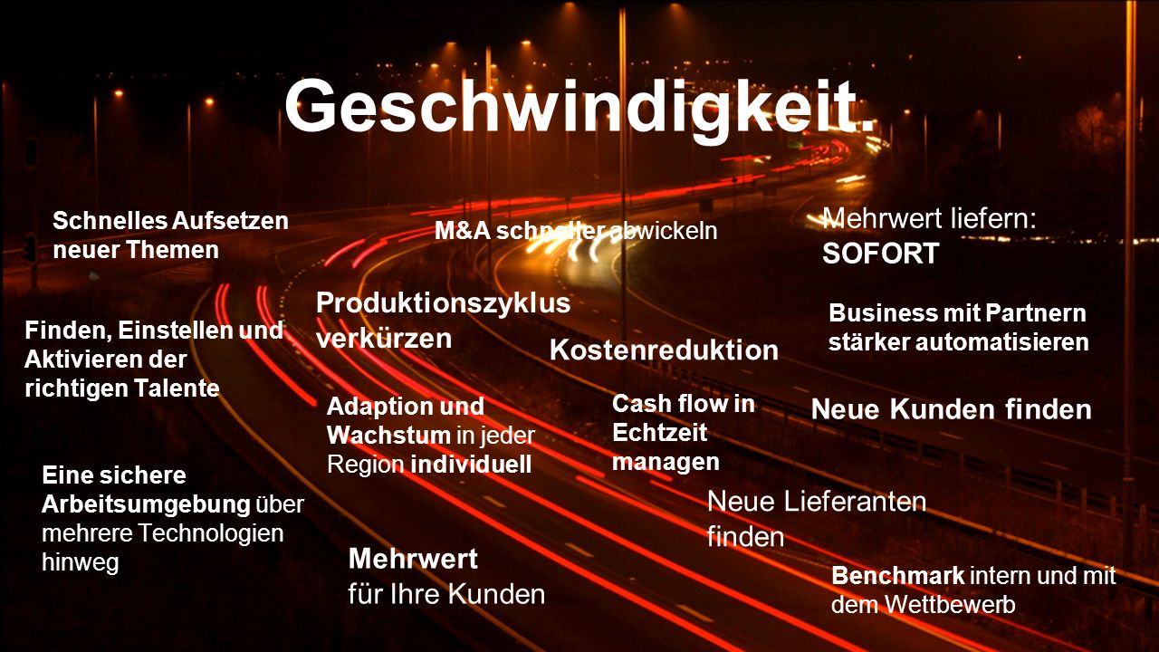 Geschwindigkeit. Mehrwert liefern: SOFORT Produktionszyklus verkürzen