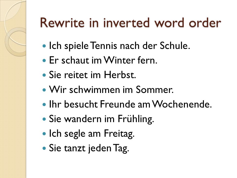 Rewrite in inverted word order