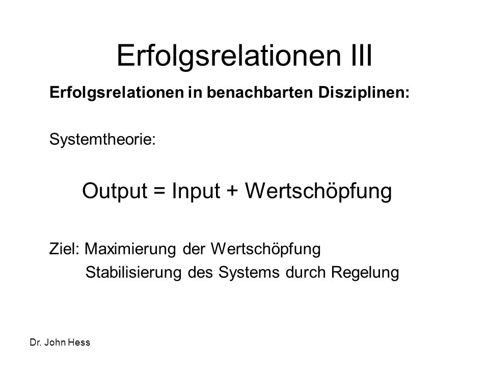 Erfolgsrelationen III