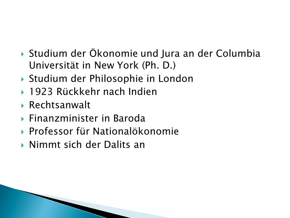 Studium der Ökonomie und Jura an der Columbia Universität in New York (Ph. D.)