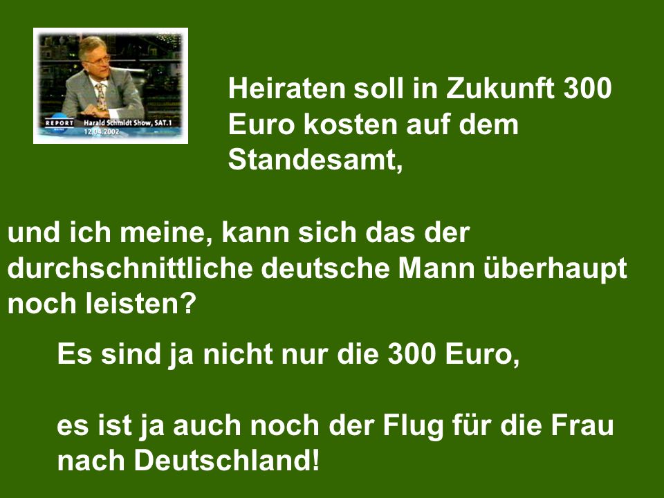Heiraten soll in Zukunft 300 Euro kosten auf dem Standesamt,