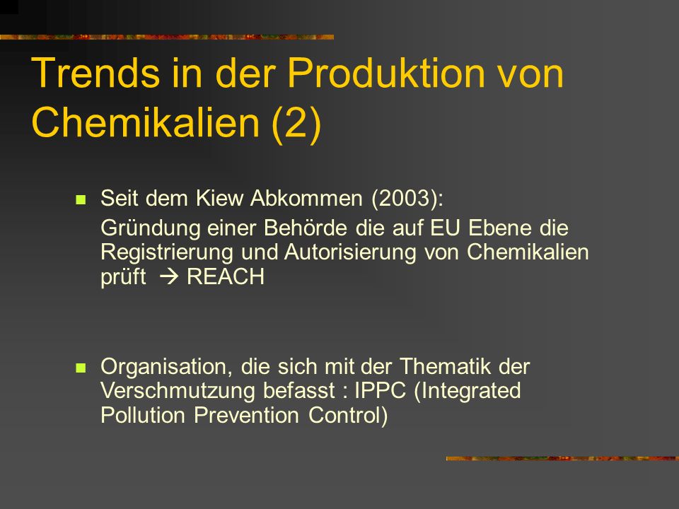 Trends in der Produktion von Chemikalien (2)