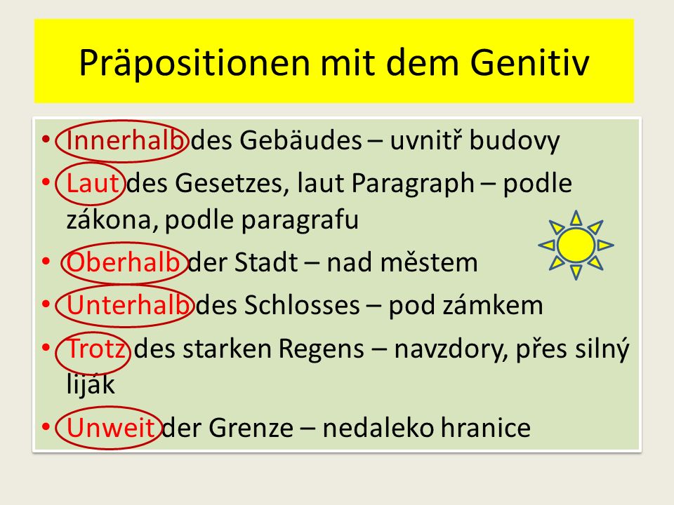 Präpositionen mit dem Genitiv