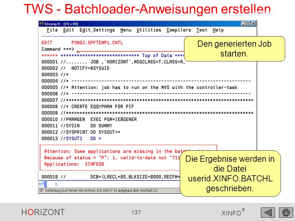 TWS - Batchloader-Anweisungen erstellen