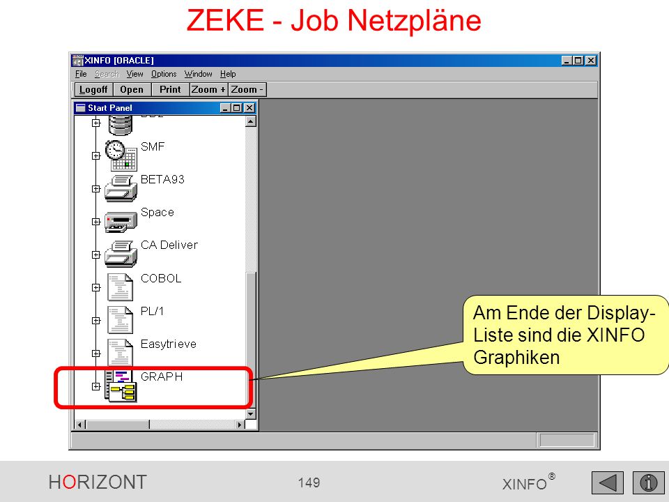 ZEKE - Job Netzpläne Am Ende der Display-Liste sind die XINFO Graphiken