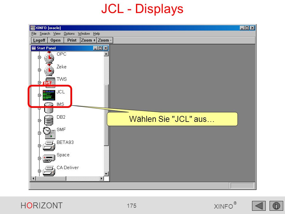 JCL - Displays Wählen Sie JCL aus…