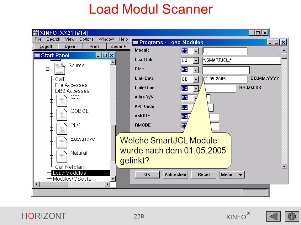 Load Modul Scanner Welche SmartJCL Module wurde nach dem gelinkt