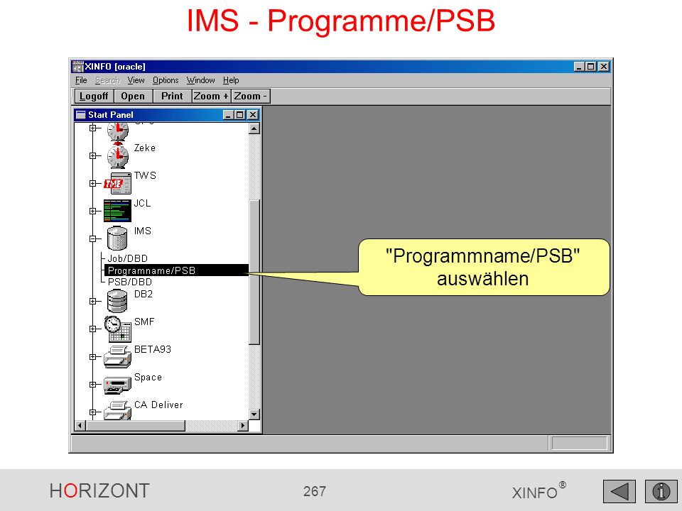 Programmname/PSB auswählen