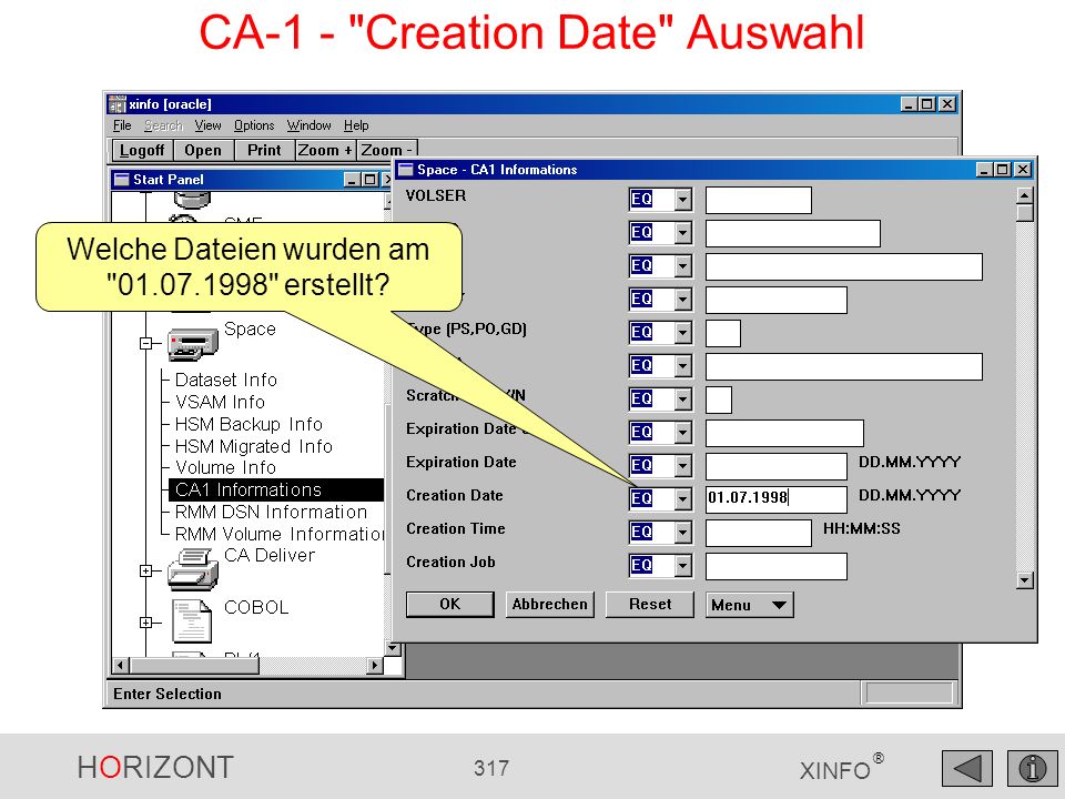 CA-1 - Creation Date Auswahl