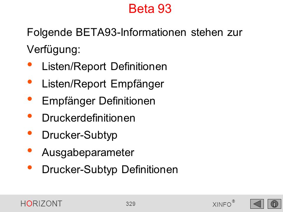 Folgende BETA93-Informationen stehen zur Verfügung: